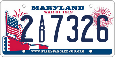 MD license plate 2AD7326