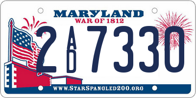 MD license plate 2AD7330