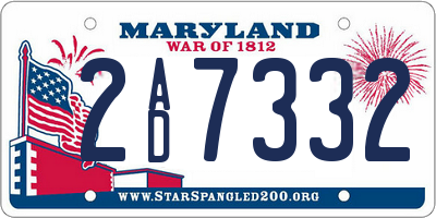 MD license plate 2AD7332