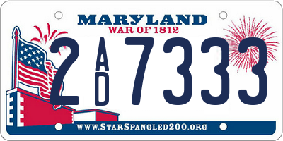 MD license plate 2AD7333