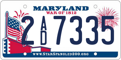 MD license plate 2AD7335