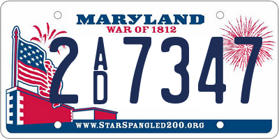 MD license plate 2AD7347