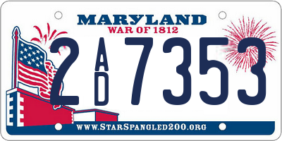 MD license plate 2AD7353