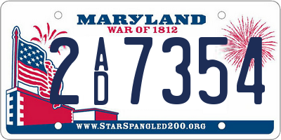 MD license plate 2AD7354