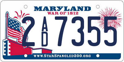 MD license plate 2AD7355