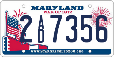 MD license plate 2AD7356
