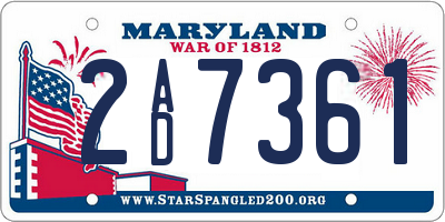 MD license plate 2AD7361
