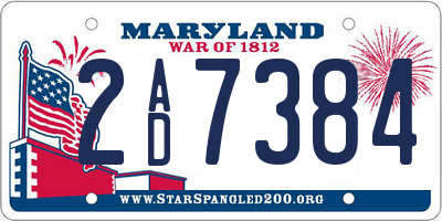 MD license plate 2AD7384