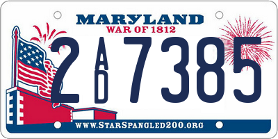 MD license plate 2AD7385