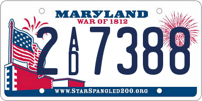 MD license plate 2AD7388