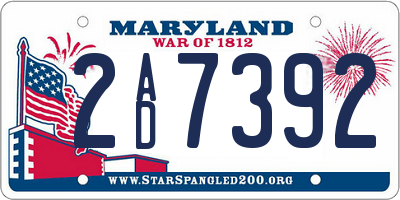 MD license plate 2AD7392