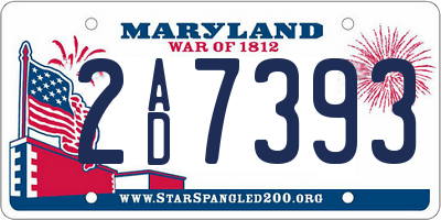 MD license plate 2AD7393