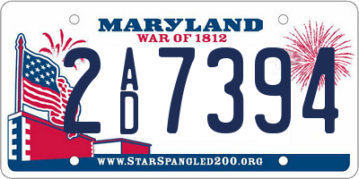 MD license plate 2AD7394