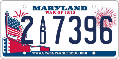 MD license plate 2AD7396