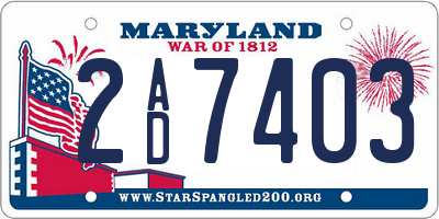 MD license plate 2AD7403