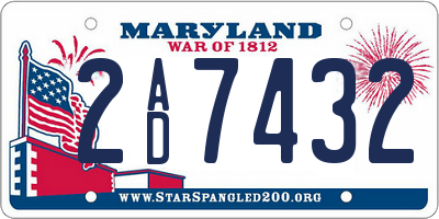 MD license plate 2AD7432