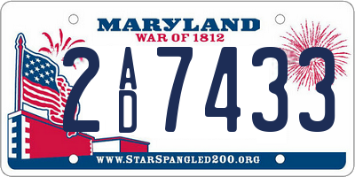 MD license plate 2AD7433