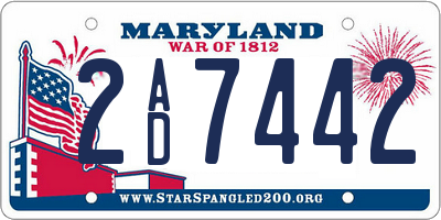 MD license plate 2AD7442