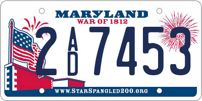 MD license plate 2AD7453