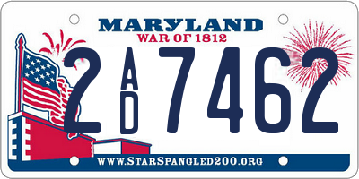 MD license plate 2AD7462