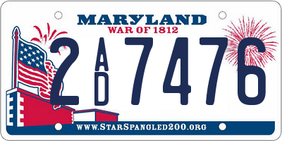 MD license plate 2AD7476