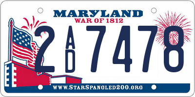 MD license plate 2AD7478