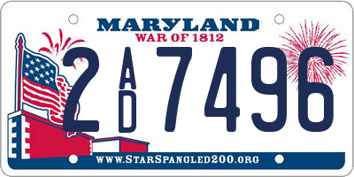 MD license plate 2AD7496