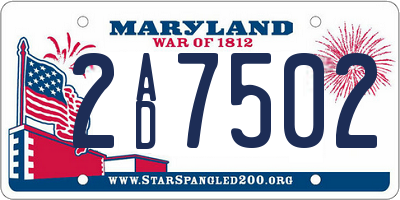 MD license plate 2AD7502