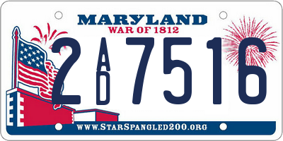 MD license plate 2AD7516