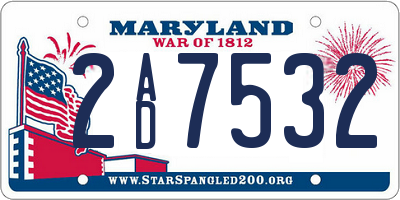 MD license plate 2AD7532
