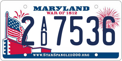 MD license plate 2AD7536