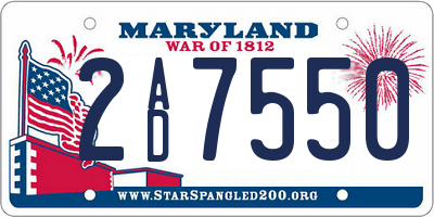 MD license plate 2AD7550