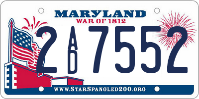 MD license plate 2AD7552