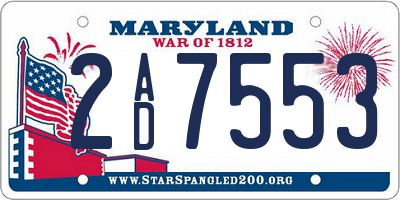 MD license plate 2AD7553