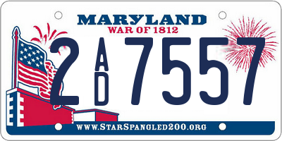 MD license plate 2AD7557