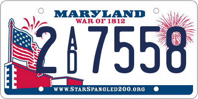 MD license plate 2AD7558