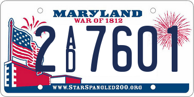 MD license plate 2AD7601