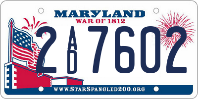 MD license plate 2AD7602