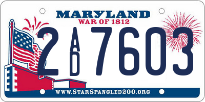 MD license plate 2AD7603