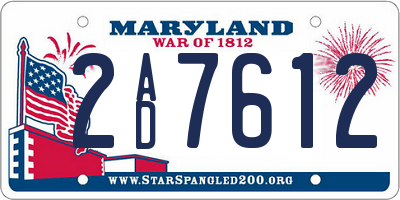 MD license plate 2AD7612