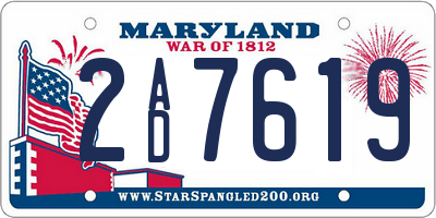 MD license plate 2AD7619
