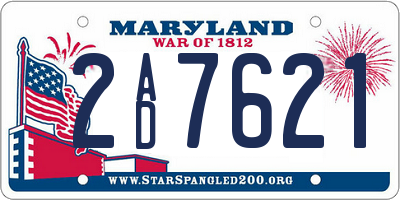 MD license plate 2AD7621