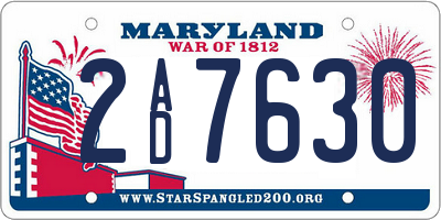 MD license plate 2AD7630