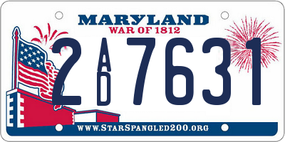 MD license plate 2AD7631