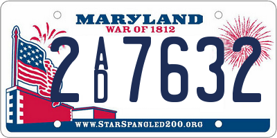 MD license plate 2AD7632