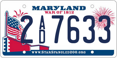MD license plate 2AD7633