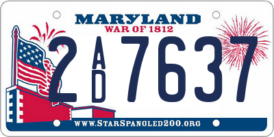 MD license plate 2AD7637