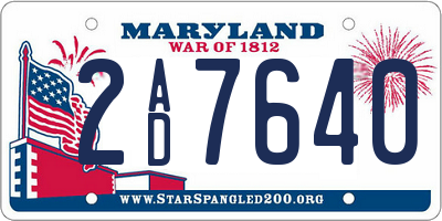 MD license plate 2AD7640