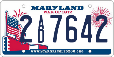 MD license plate 2AD7642