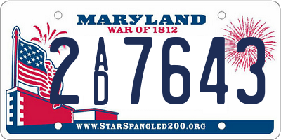 MD license plate 2AD7643